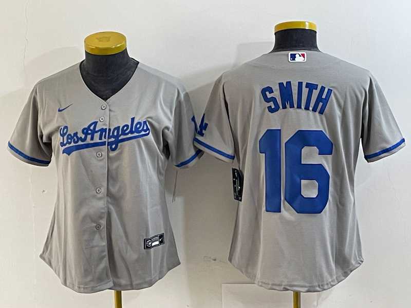 Womens Los Angeles Dodgers #16 Will Smith Gray Alternate Team Logo Cool Base Jersey